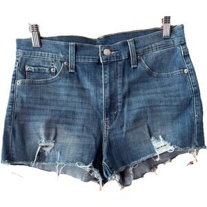 Levi’s Women Denim Shorts Distressed 29 Festival Rodeo Western Indigo Kickflip